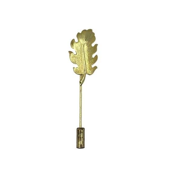 Leaf Shaped Stick Pin Vintage Gold Tone 2.5 Inch Length - Picture 3 of 3